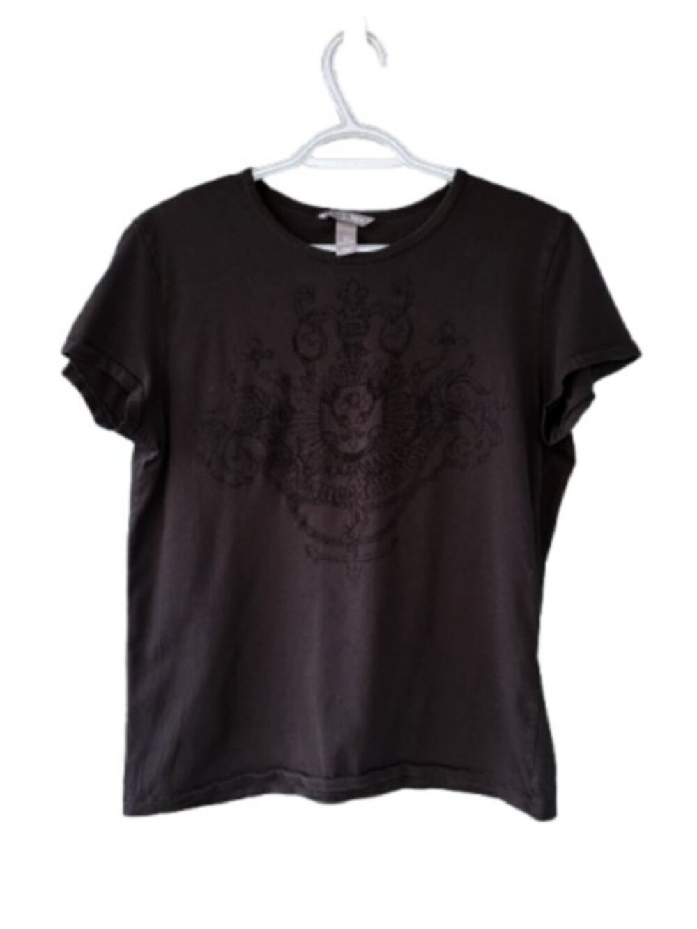 H&M crest graphic print t-shirt black women's size S
